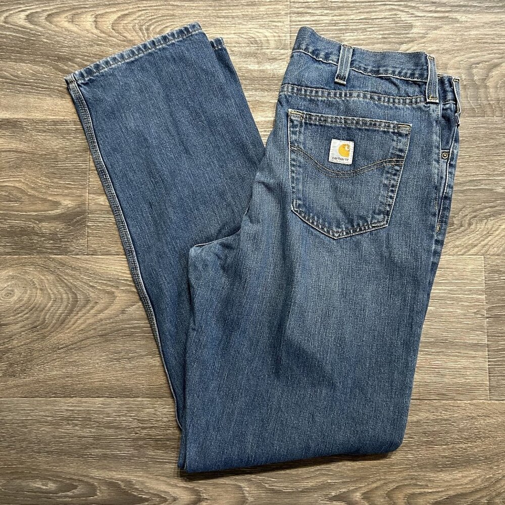 Carhartt Jeans Mens 38x36 Straight Leg 5 Pocket Denim 101496 Medium Wash Utility